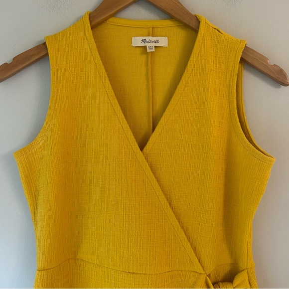 Madewell Yellow Crosshatch Side-Tie Dress - Picture 3 of 10